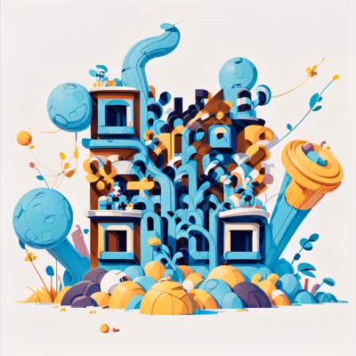 Сюрреалистичное голубое здание: QR-код для постеров — изображение 1