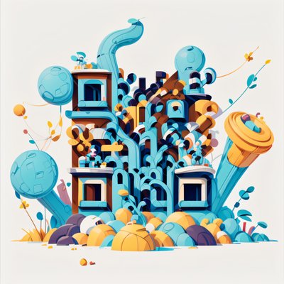 Сюрреалистичное голубое здание: QR-код для постеров