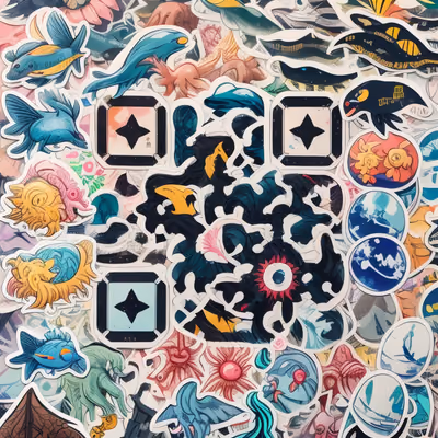 Ocean Creature Sticker Bomb QR Code for Stickers — image 1