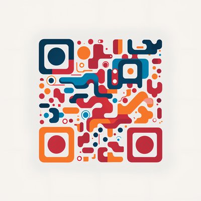 Abstract Doodle Flat Vector QR Code for Posters