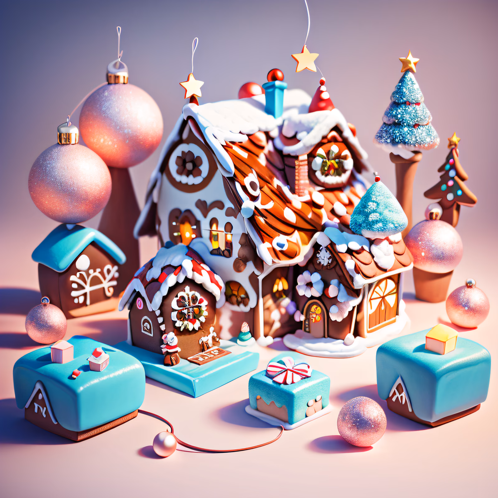 Gingerbread House Pastel 3D QR Code for Greeting Cards — image 1