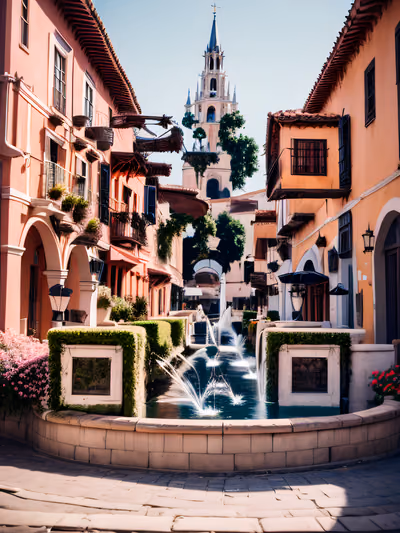 Colonial Town Square Fountain Photo QR Code for Posters — image 1