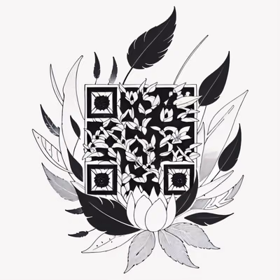 Magnolia and Feathers Ink Tattoo QR Code for Temporary Tattoos — image 1