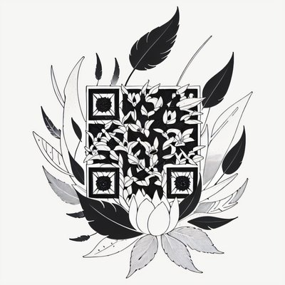 Magnolia and Feathers Ink Tattoo QR Code for Temporary Tattoos