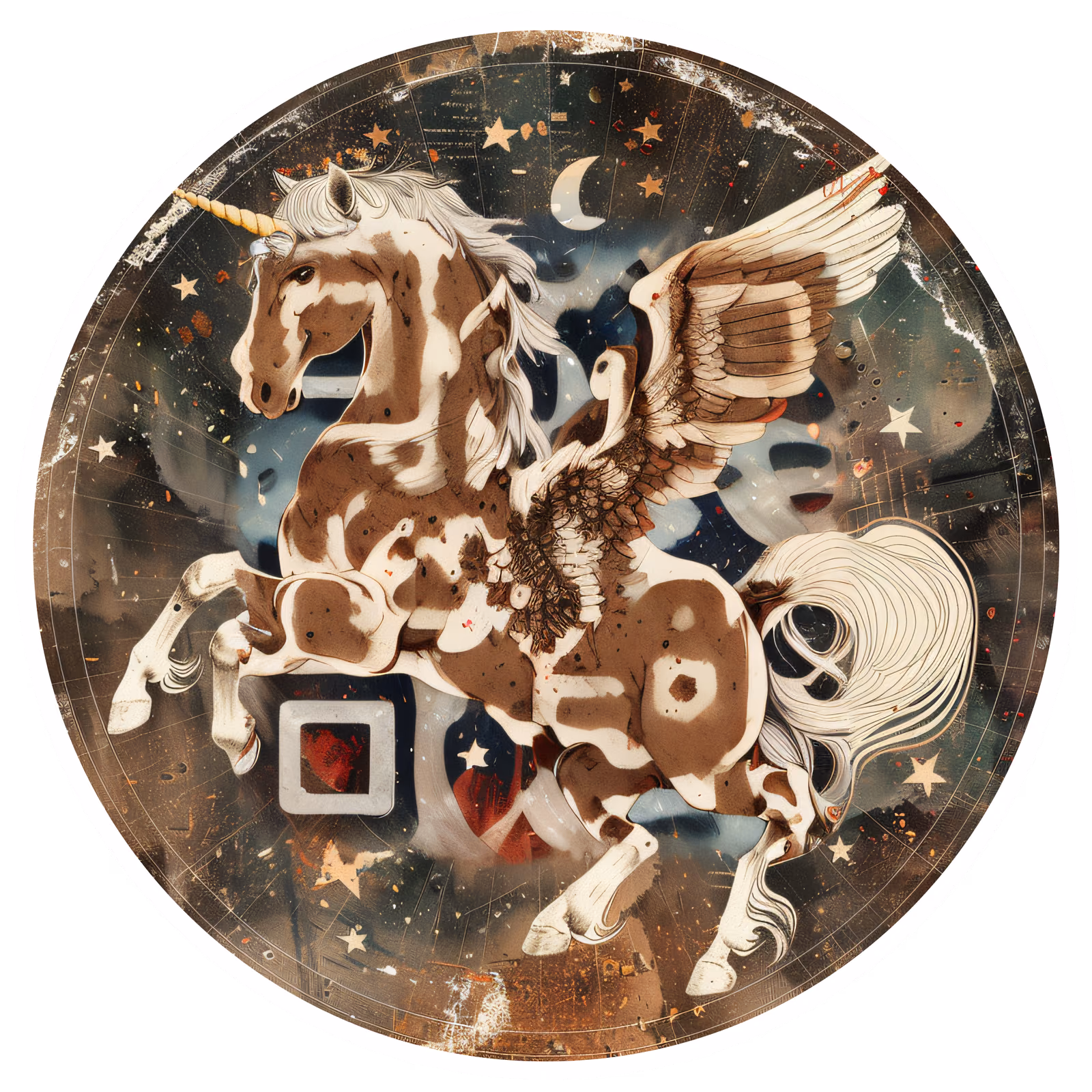 Пегас, крылатый конь в коллаже: QR-код для стикеров — изображение 1