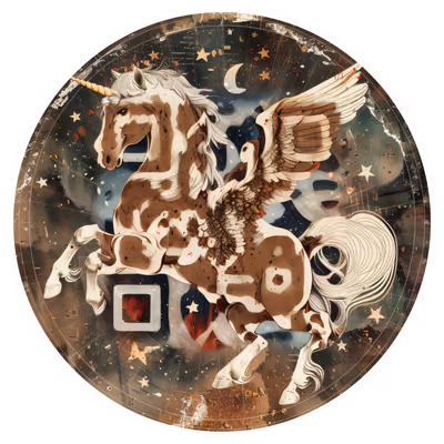 Пегас, крылатый конь в коллаже: QR-код для стикеров — изображение 1