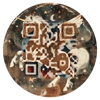 Pegasus Winged Horse Collage QR Code for Stickers