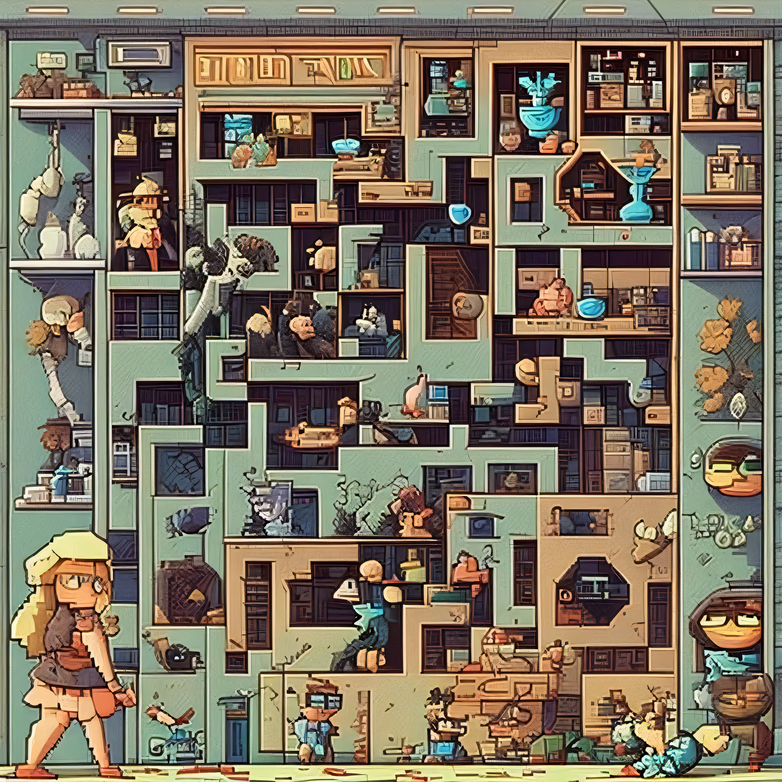 Pixel Art Woman and Maze QR Code for Posters — image 1