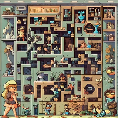 Pixel Art Woman and Maze QR Code for Posters — image 1
