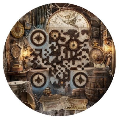 Pirate Captain's Quarters Maps QR Code for Stickers