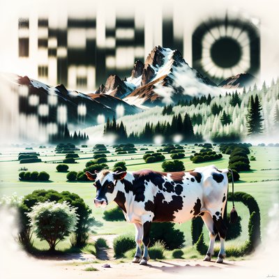 Holstein Cow Mountain Meadow Photorealistic QR Code for Posters