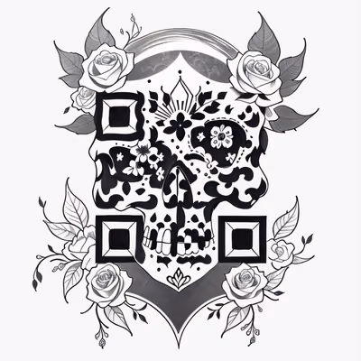 Sugar Skull Rose Tattoo QR Code for Temporary Tattoos — image 1
