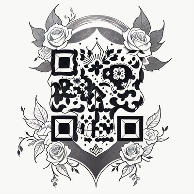 Sugar Skull Rose Tattoo QR Code for Temporary Tattoos