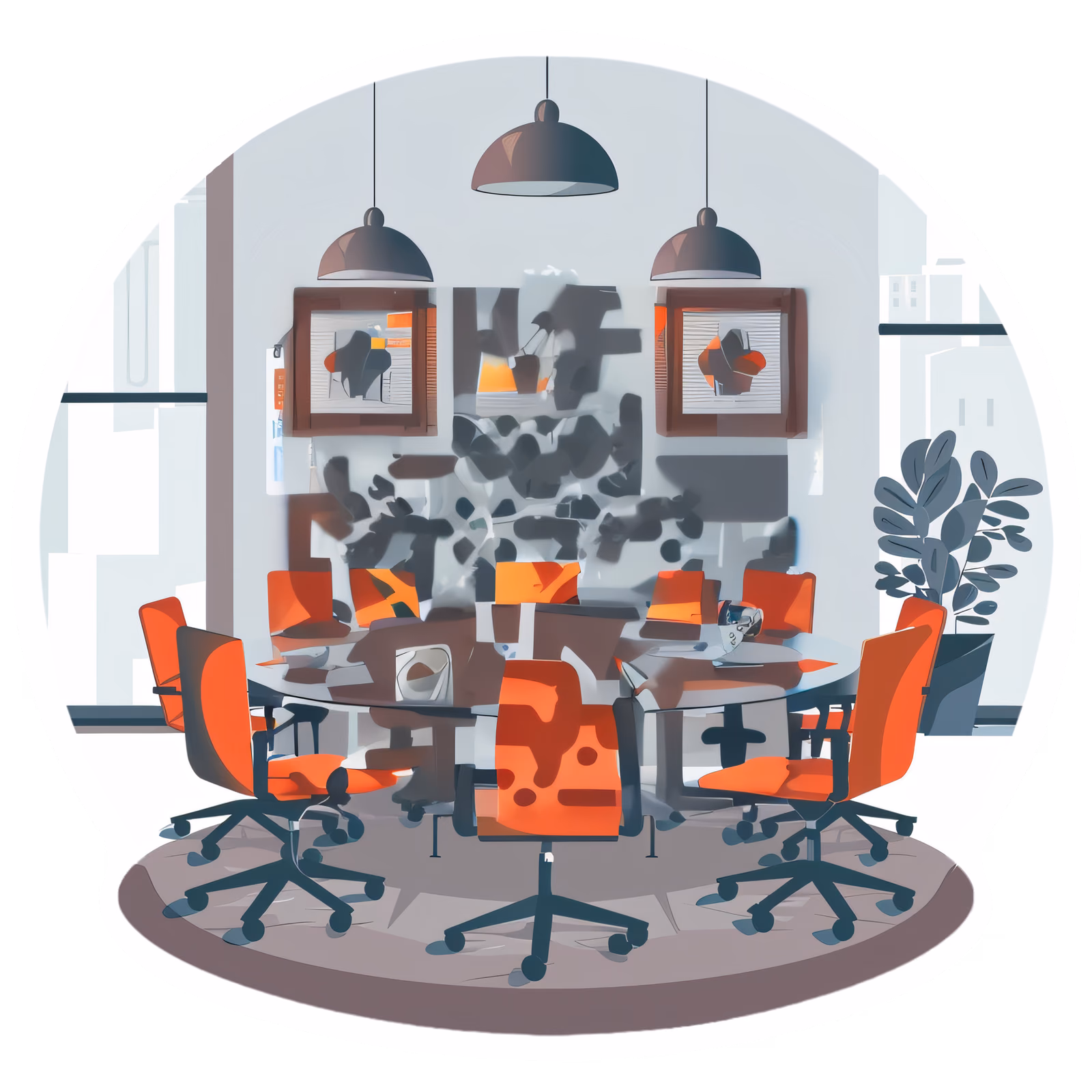 Orange Chair Meeting Room Vector QR Code for Stickers — image 1