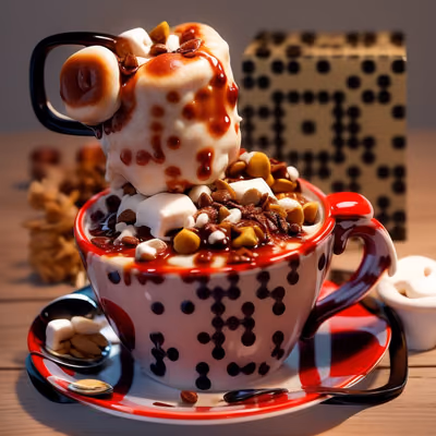 Marshmallow Cocoa Cup 3D Render QR Code for Menus — image 1