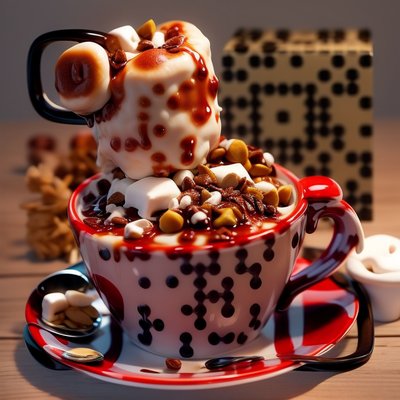 Marshmallow Cocoa Cup 3D Render QR Code for Menus
