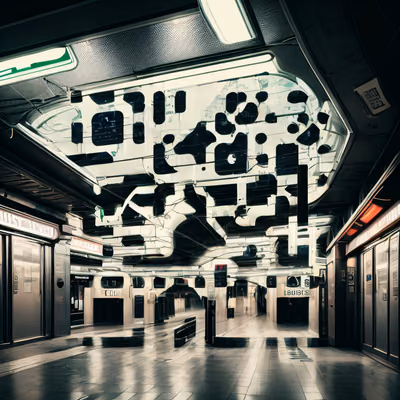 Cyberpunk Subway Station Digital Painting QR Code for Posters — image 1