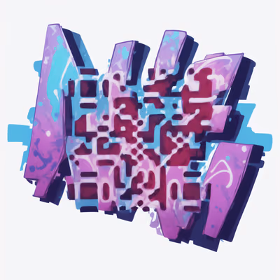 Фиолетовые граффити-буквы: QR-код для стикеров — изображение 1