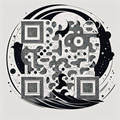 Небесная луна и звёзды в стиле тату: QR-код для временных татуировок