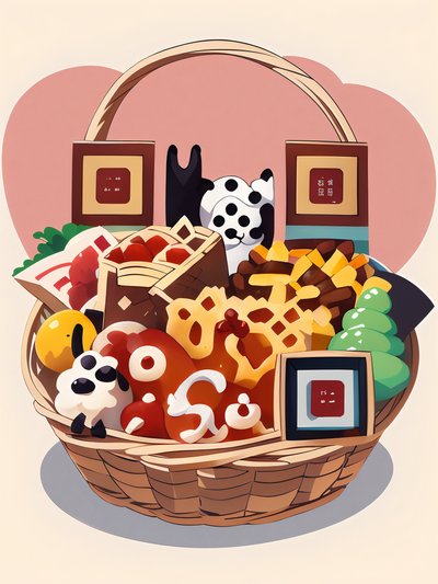 Cartoon Dim Sum Basket QR Code for Restaurant Menus