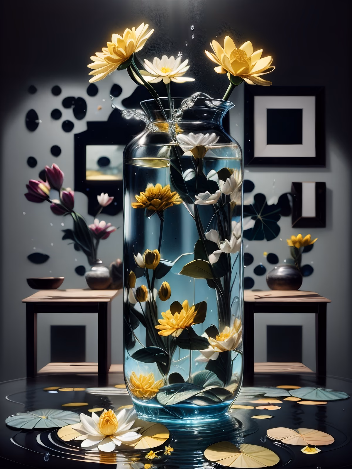Yellow Flowers Glass Vase Photorealistic QR Code Art — image 1