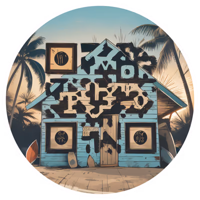 Винтажная сёрф-хижина в векторе: QR-код для наклеек — изображение 1