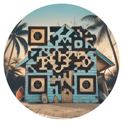 Vintage Surf Shack Vector House QR Code for Stickers