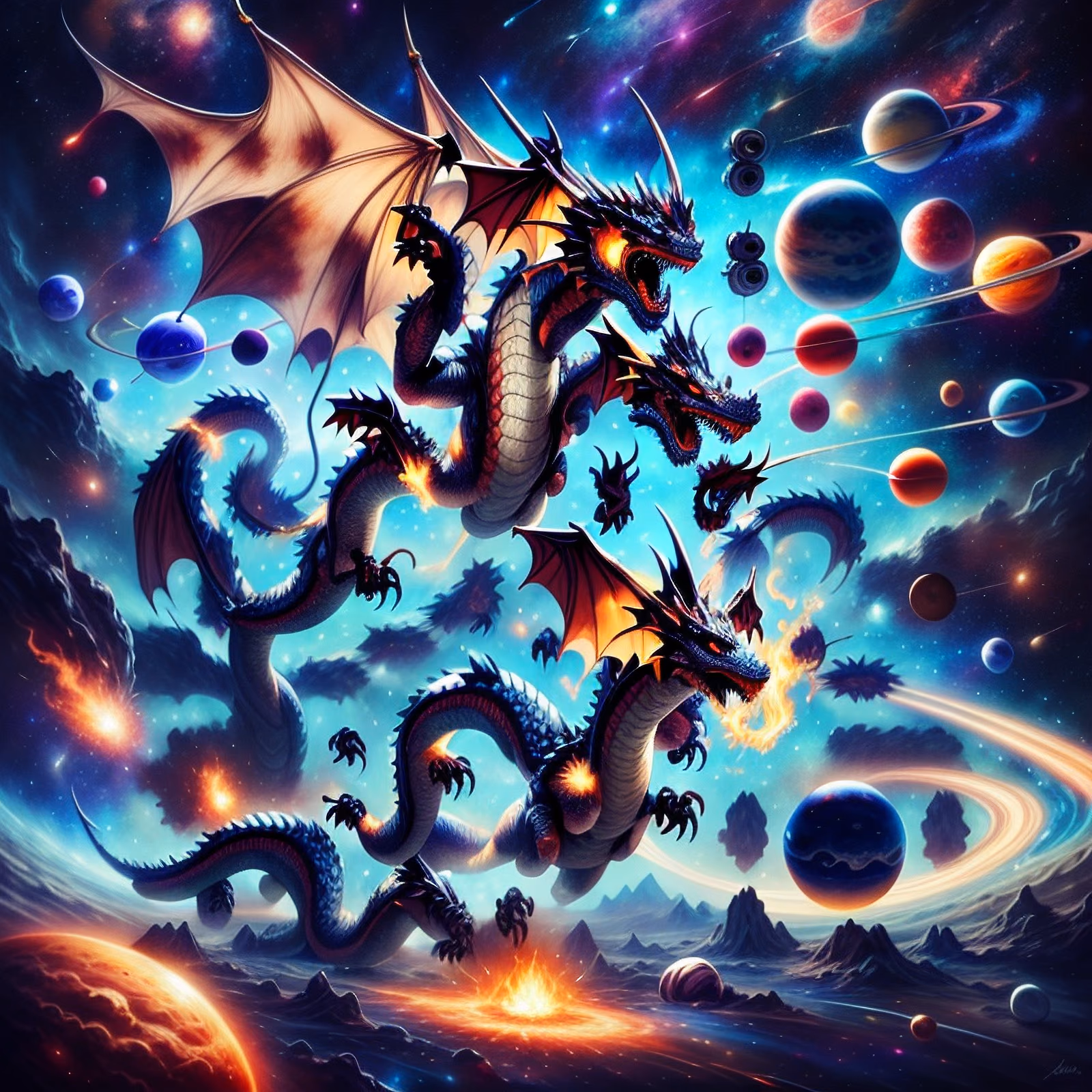Space Dragons Fantasy Art QR Code for Posters — image 1