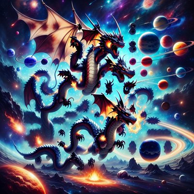 Space Dragons Fantasy Art QR Code for Posters