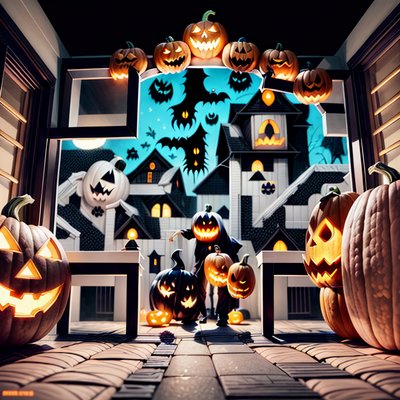 Halloween Pumpkin Street Digital QR Code for Posters