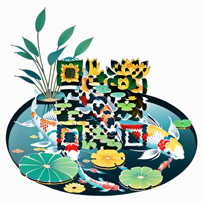 Koi Pond Lotus Tattoo QR Code for Temporary Tattoos