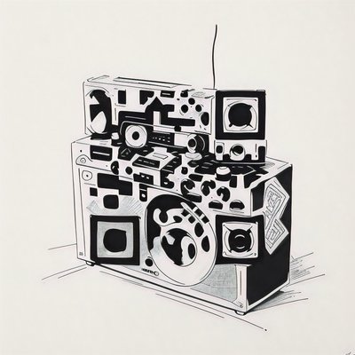 Boombox Ink Tattoo Style QR Code for Posters
