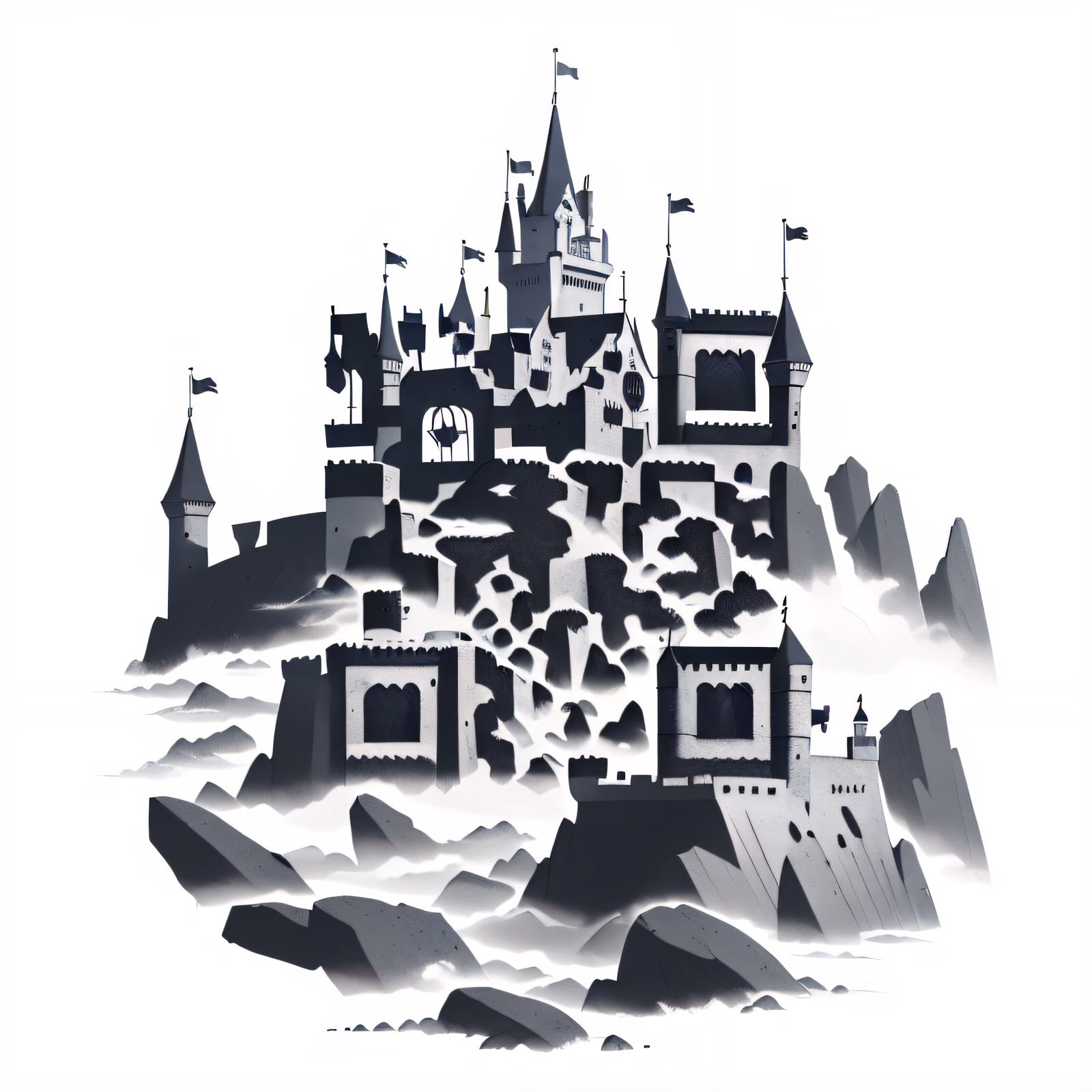 Misty Cliff Castle Tattoo QR Code for Temporary Tattoos — image 1