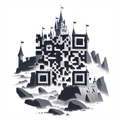 Misty Cliff Castle Tattoo QR Code for Temporary Tattoos — image 1