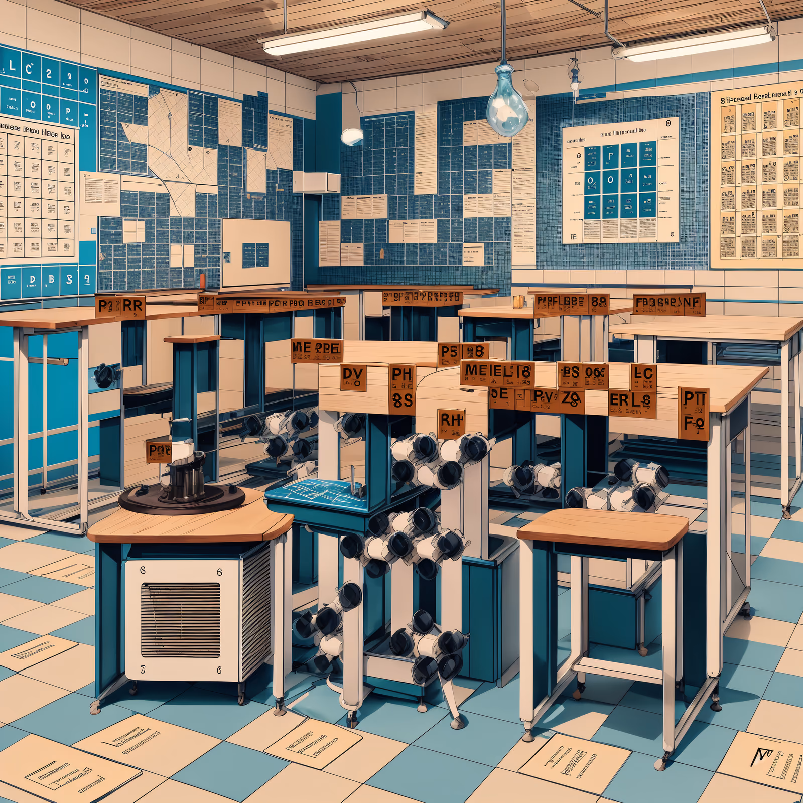 Retro Science Classroom Illustration QR Code for Posters — image 1