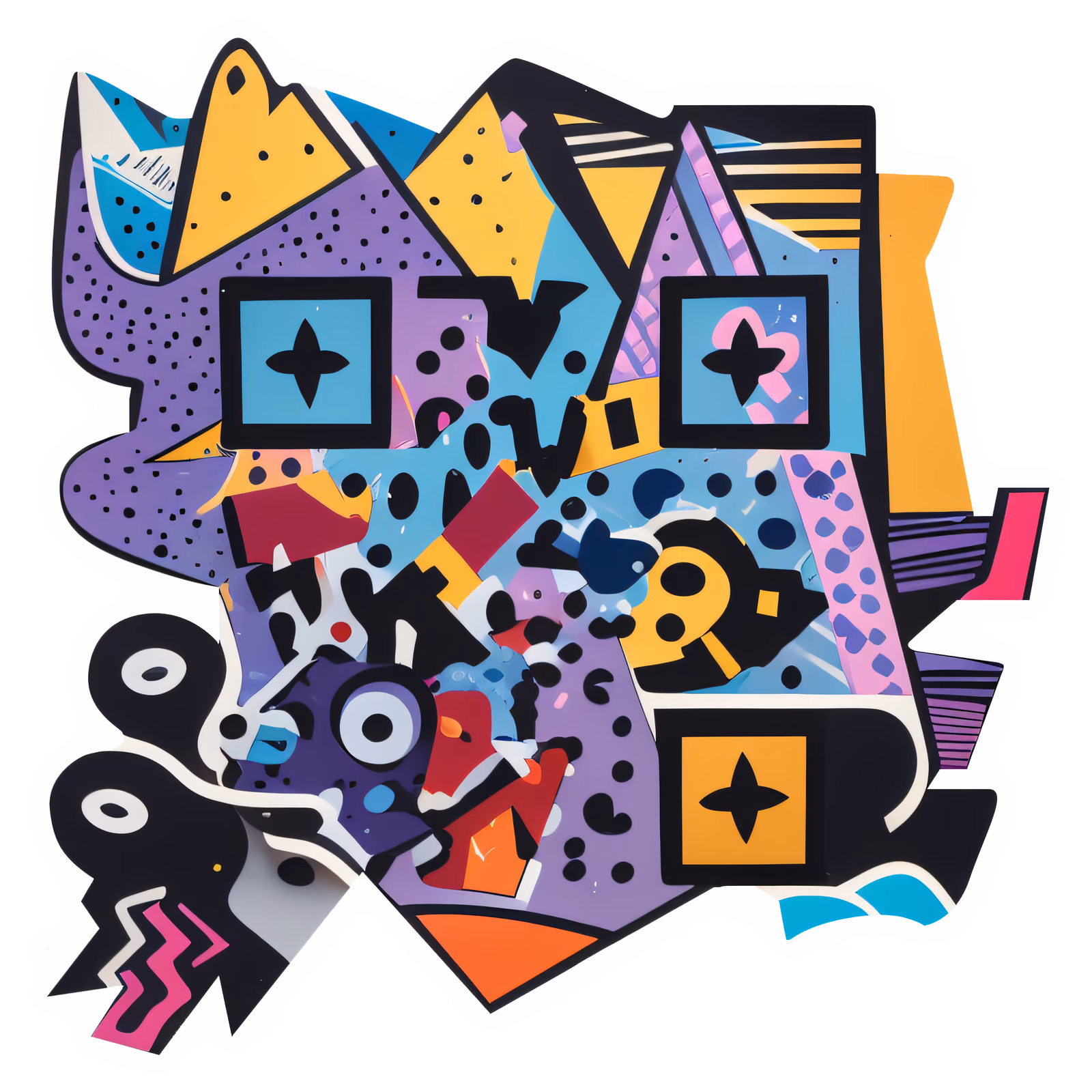 Memphis Design Abstract Vector QR Code for Stickers — image 1