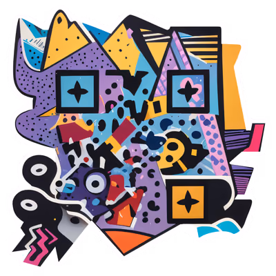 Memphis Design Abstract Vector QR Code for Stickers — image 1