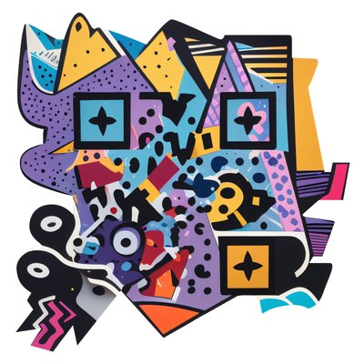 Memphis Design Abstract Vector QR Code for Stickers