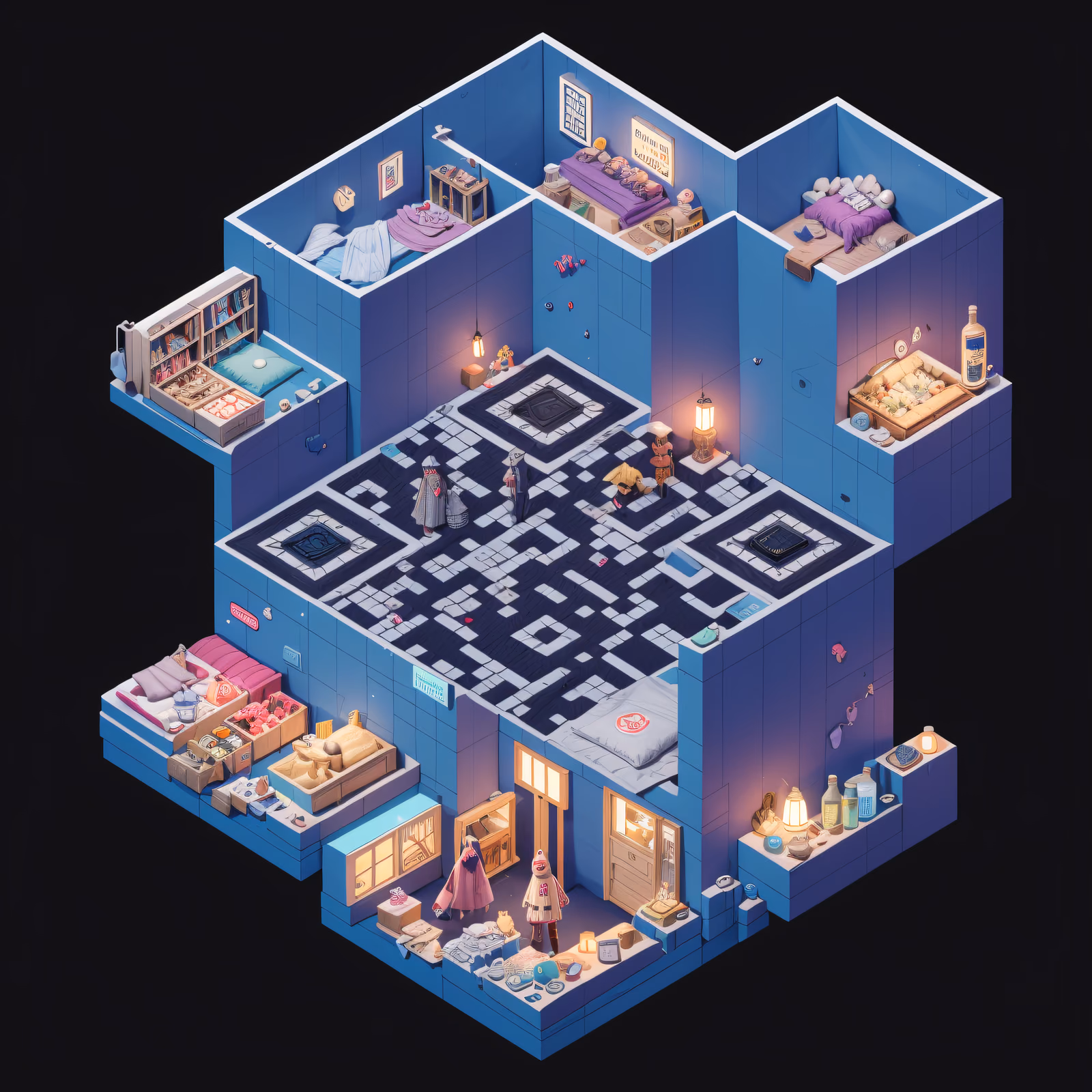 Изометрический базар снов: 3D QR-код для постера — изображение 1