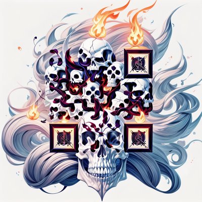Flaming Skull Cluster Game Art QR Code for Apparel
