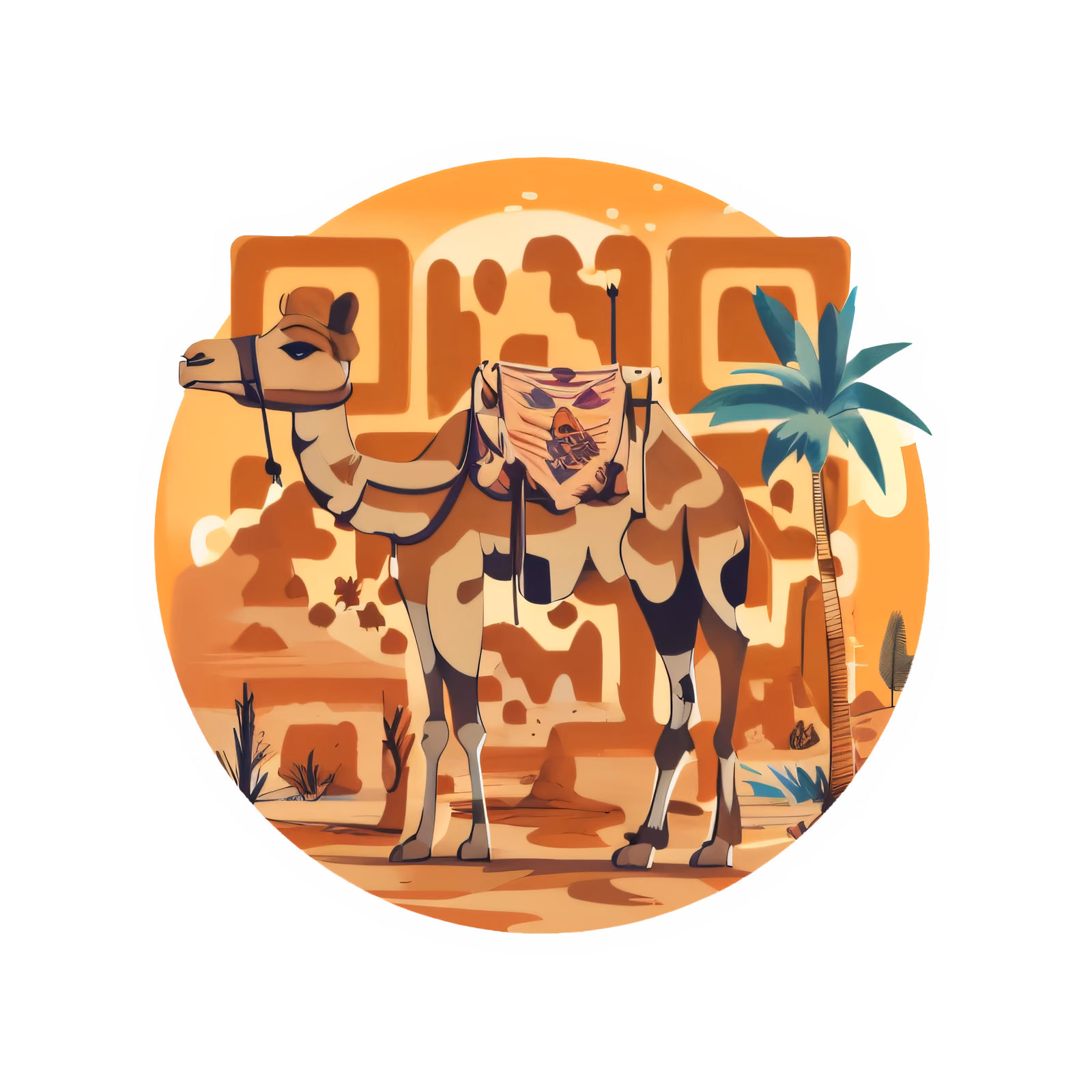 Desert Camel Vector Illustration QR Code for Stickers — image 1