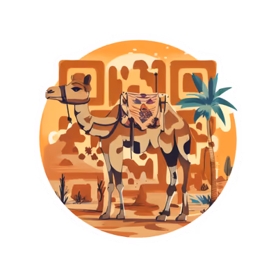 Desert Camel Vector Illustration QR Code for Stickers — image 1