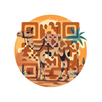 Desert Camel Vector Illustration QR Code for Stickers