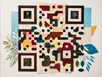 Torn Paper Floral Collage QR Code Art
