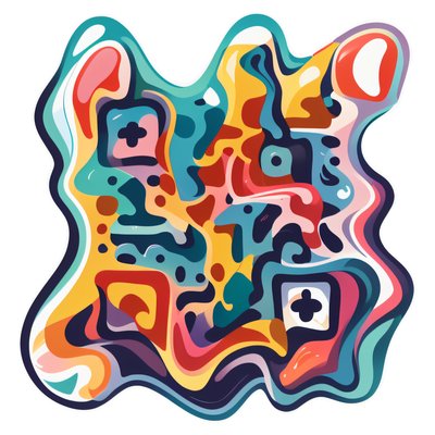 流动波浪抽象矢量图案贴纸二维码艺术