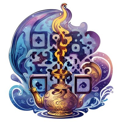 Golden Genie Lamp Vector QR Code for Stickers