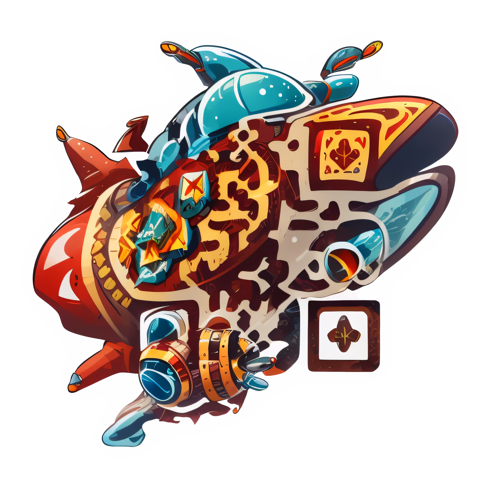 Красный космический корабль, векторный QR-код для стикеров — изображение 1