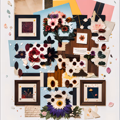 Floral Paper Collage QR Code Art — image 1