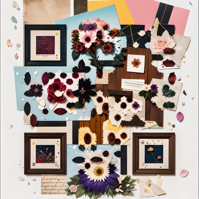 Floral Paper Collage QR Code Art