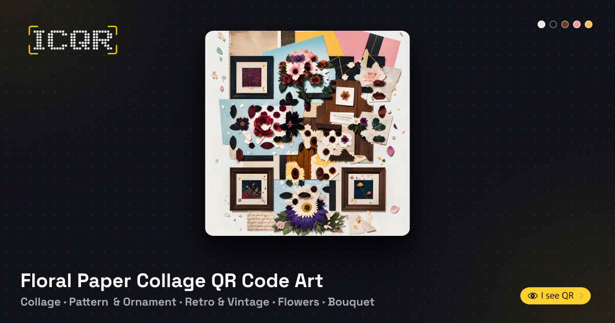 Floral Paper Collage QR Code Art • ICQR